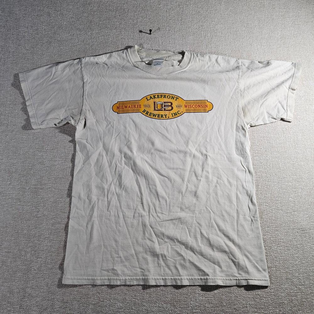 Vintage 90s Lakefront Brewery Milwaukee Shirt M White Distressed
